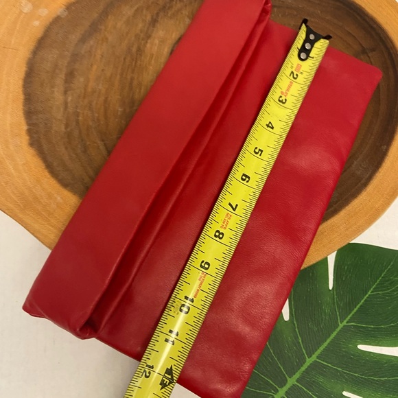 India Hicks Red Leather Zippered Clutch